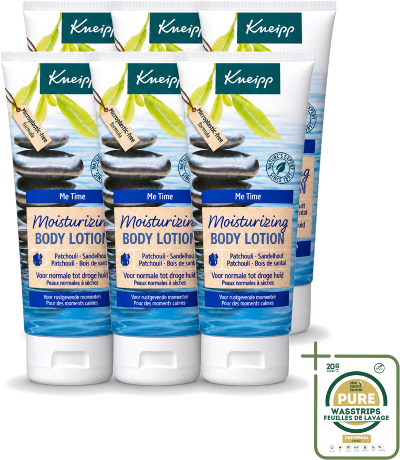6 x Kneipp - Body lotion - Me‑Time - Patchouli & Sandelhout - 200 ml - Wasstrips - Kneipp Bodylotion Me-Time - Rustgevende Bodylotion - Natuurlijke Bodylotion - Patchouli En Sandelhout - Huidverzorging