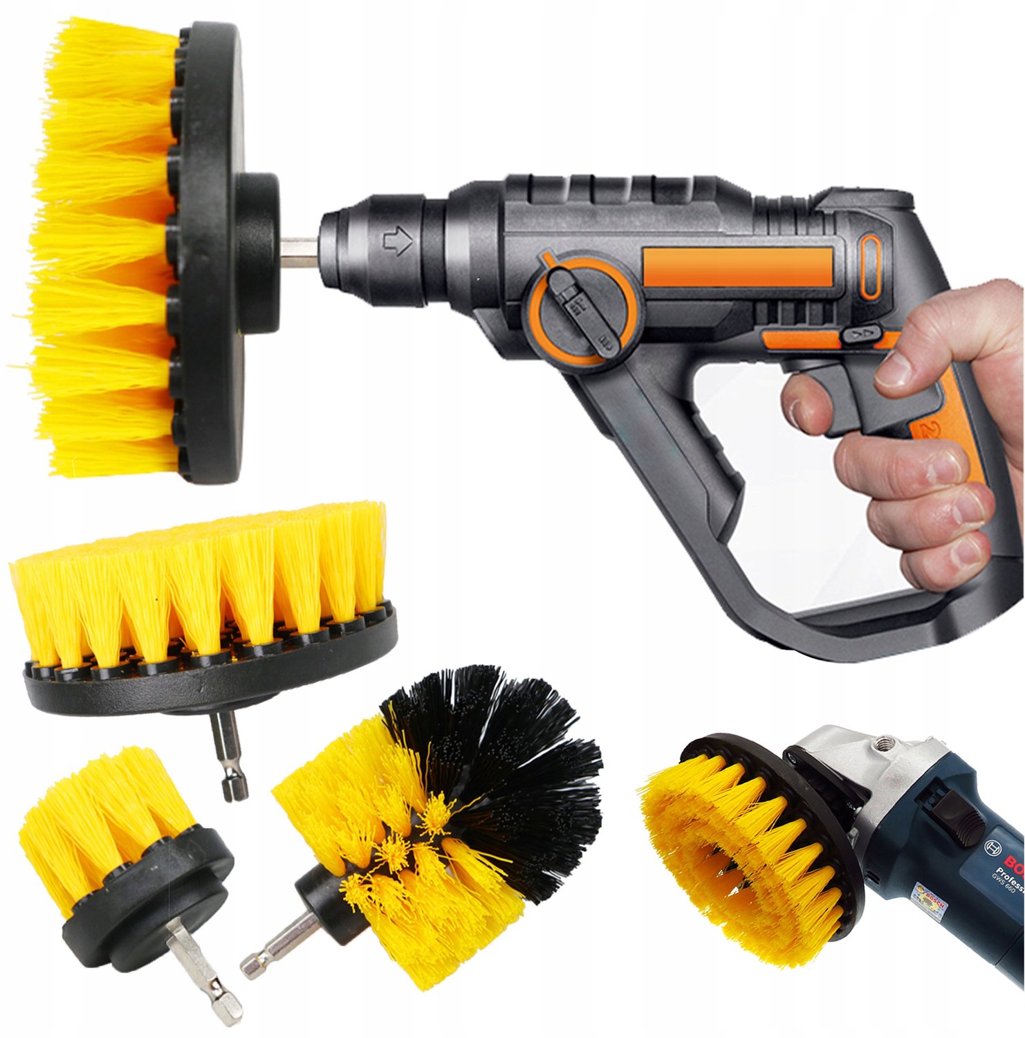 3x Krachtige Borstels voor Boormachine/Schroefmachine - Reinigingspads