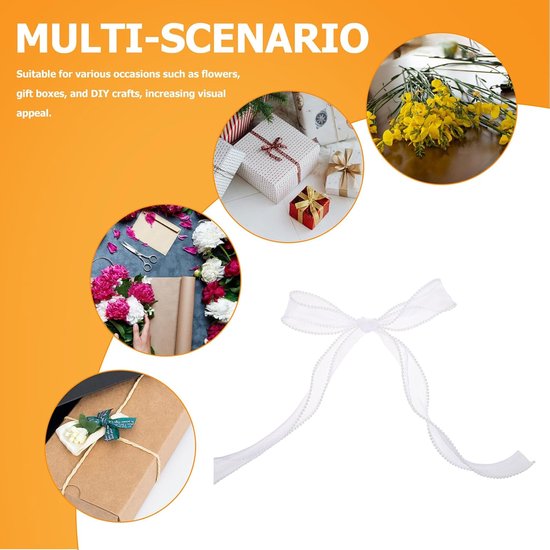 2 Stuks Zeemeermingaren met parelrand lintje decoratie bloemenlint Boeket inpaklint Feest lint vakantielint vissenstaart garen White — afbeelding 3