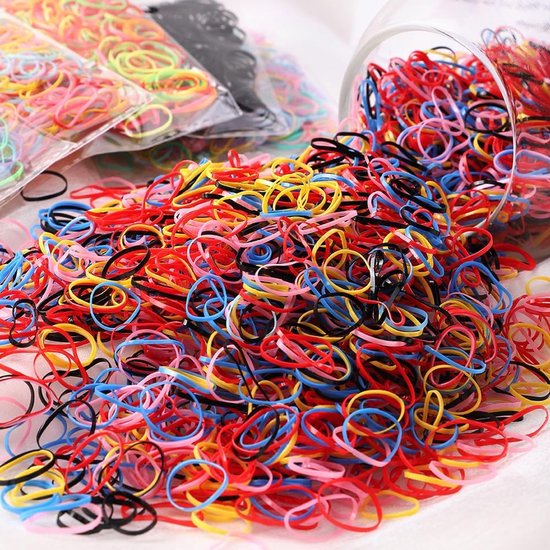 1000 stuks mini-haarelastiekjes, haarvriendelijk en elastisch, haarelastiekjes voor meisjes, kleine manenelastiekjes voor kinderen, met fijn haar, turquoise — afbeelding 5