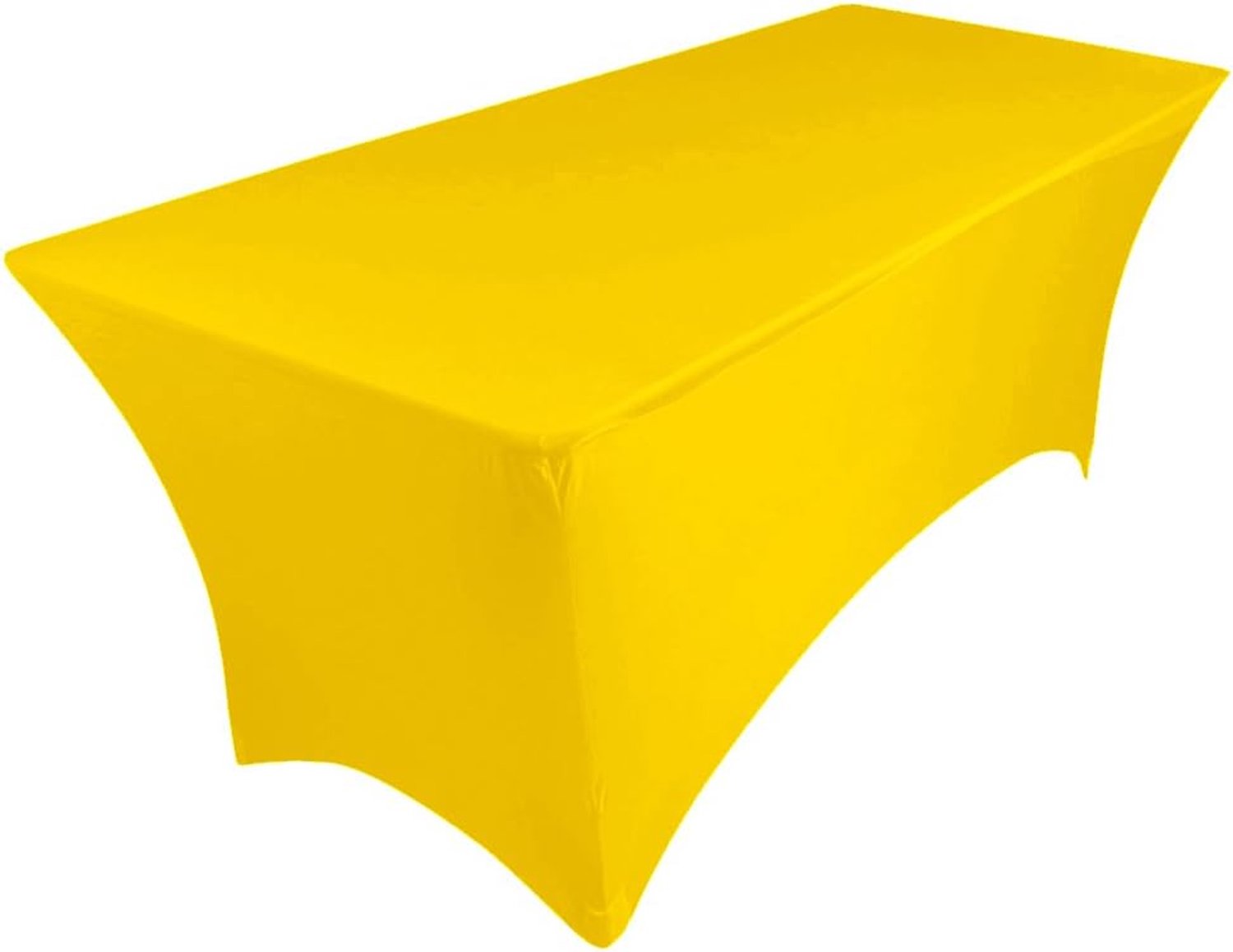 Elastaan tafelkleed, rekbaar, voor tafel, 183 x 75 x 75 cm (6 ft). Spandex elastisch (geel)