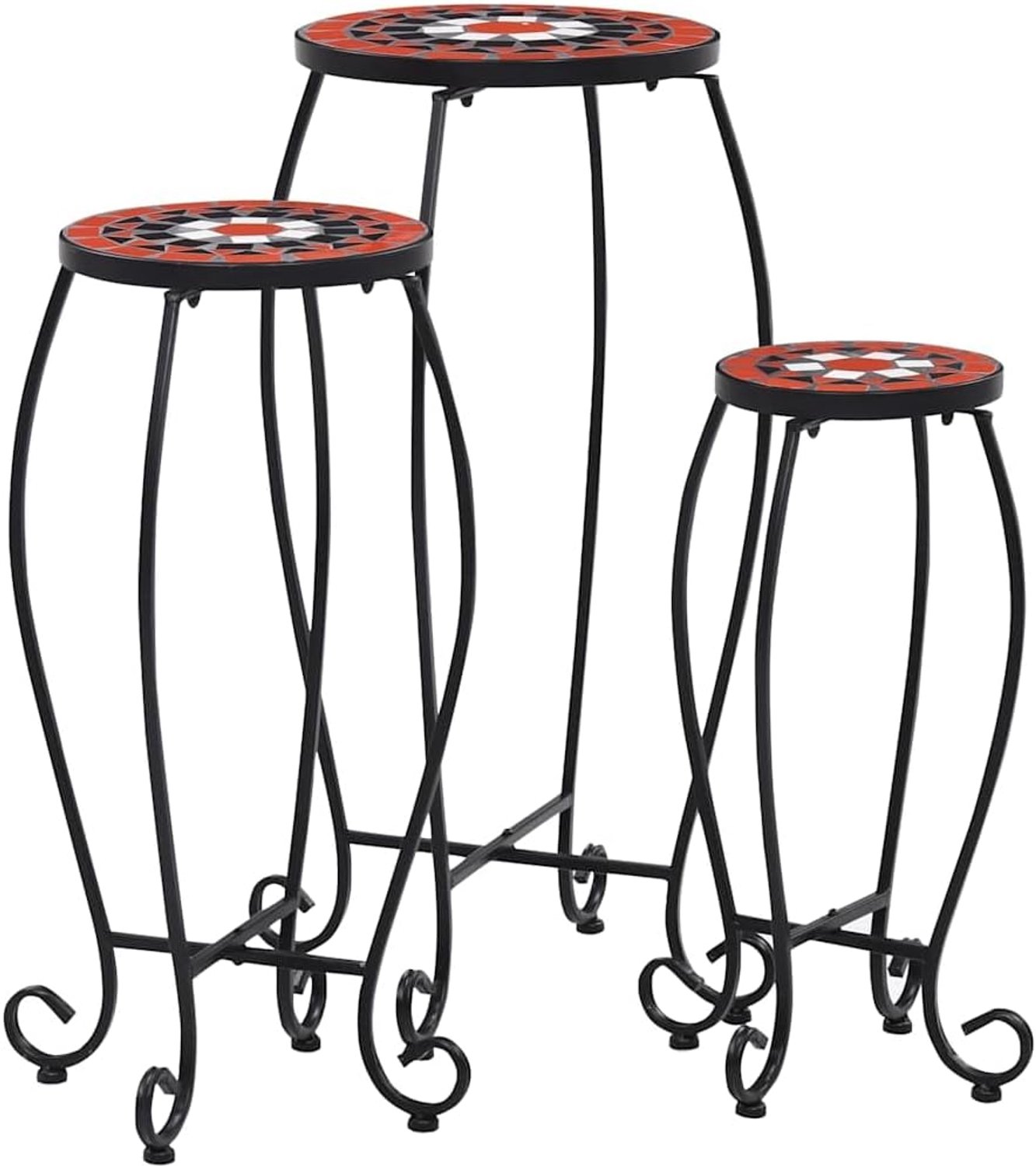 Mozaïektafels 3 stuks keramiek terracotta en wit