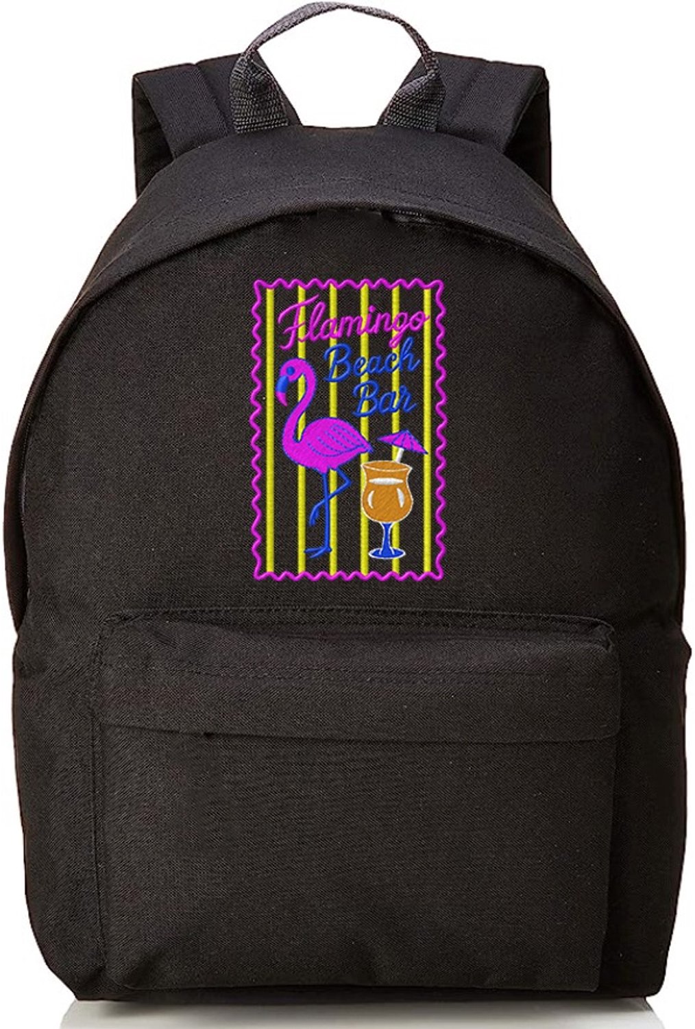 Zwarte 20L Reistas met Flamingo Strand Borduurwerk