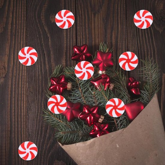 50 Stuks Kerstdecoratie Kerstboom Hanger Decoratie Folie Ronde Zuurstok Kerst Ovaal Zoet Nep Kerstversieringen DIY Ornament Snoepjes — afbeelding 5