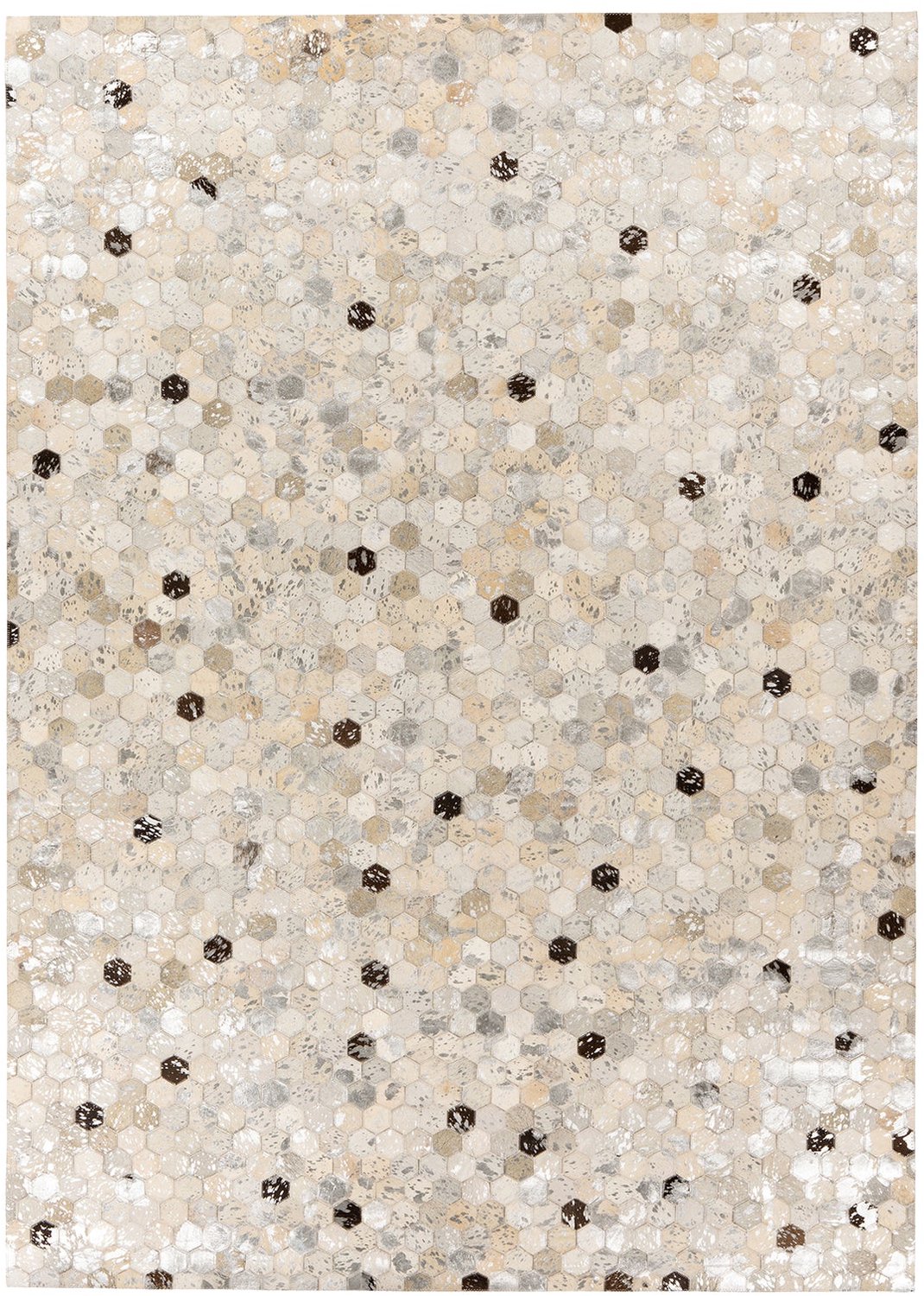 Dutch XXL Leren Vloerkleed | Tapijt | Lavin | Hexagon | Zilver/Grijs | 80x150 cm Zilver / Grijs