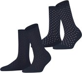 Esprit Fine Dot 2-Pack gedessineerd katoen multipack sokken dames blauw - maat 39-42