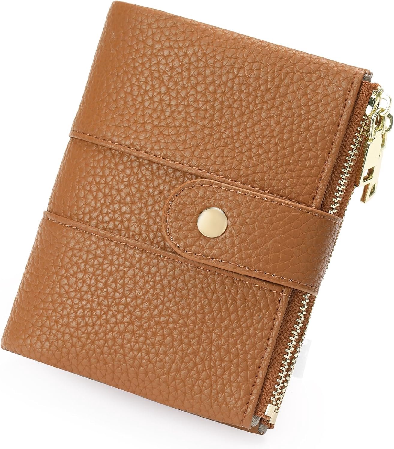 GOIACII Women Wallets Small RFID Blocking Leather Two-fold Compact Ladies Wallets, Brown - ShopVlot