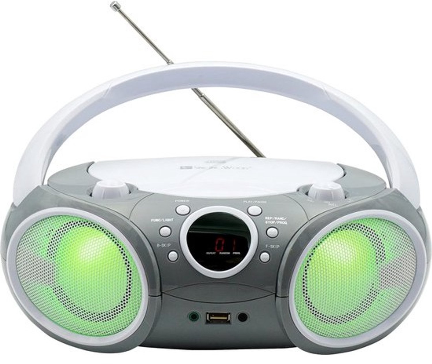 Draagbare cd-speler met Bluetooth, USB, AM/FM-radio en koptelefoonaansluiting - Grijs