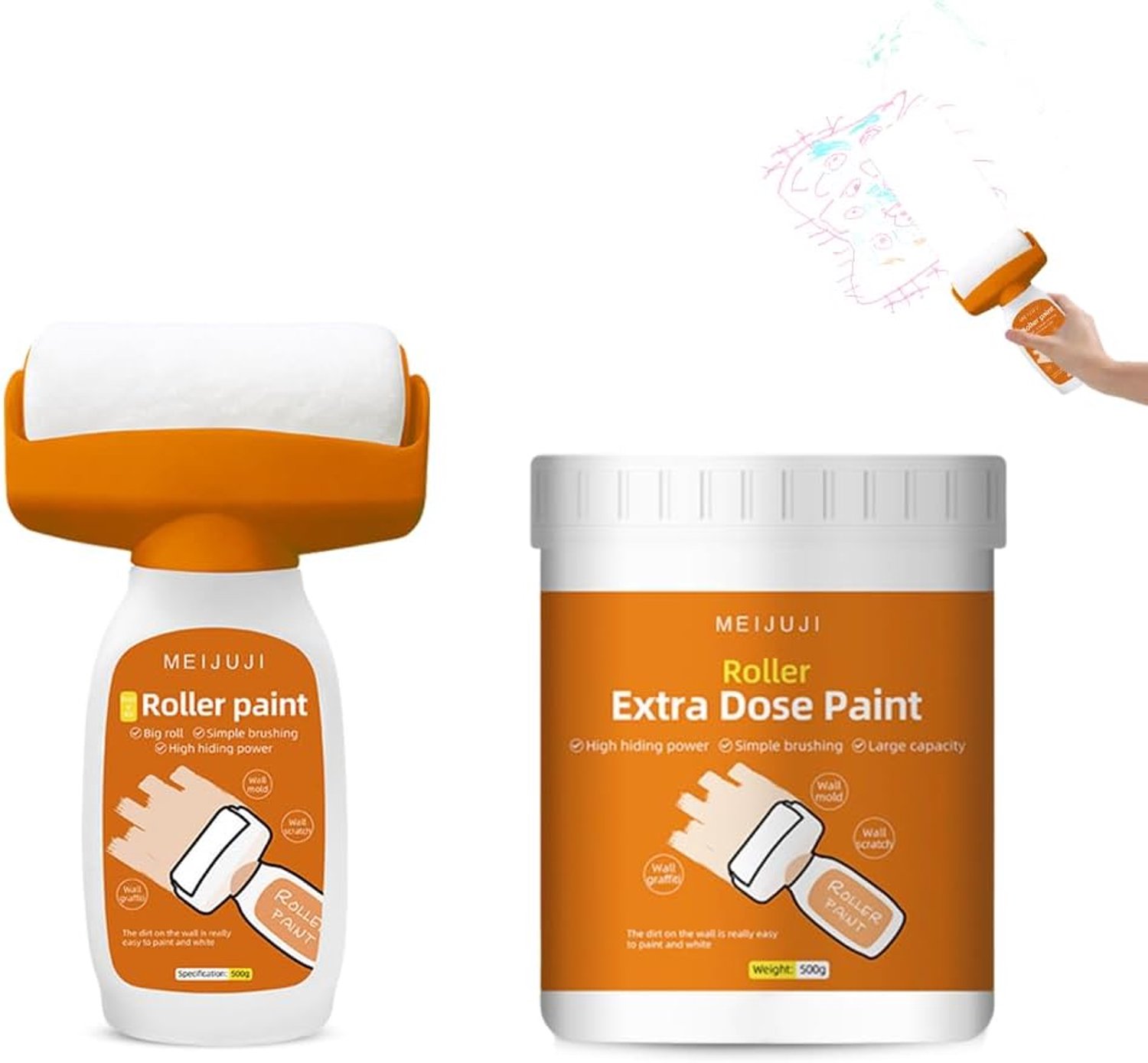 Muurverf Reparatie Wit 500g - Verfroller Muurverf Wit - Hoge dekking - Ideaal voor krassen en graffiti - ShopVlot