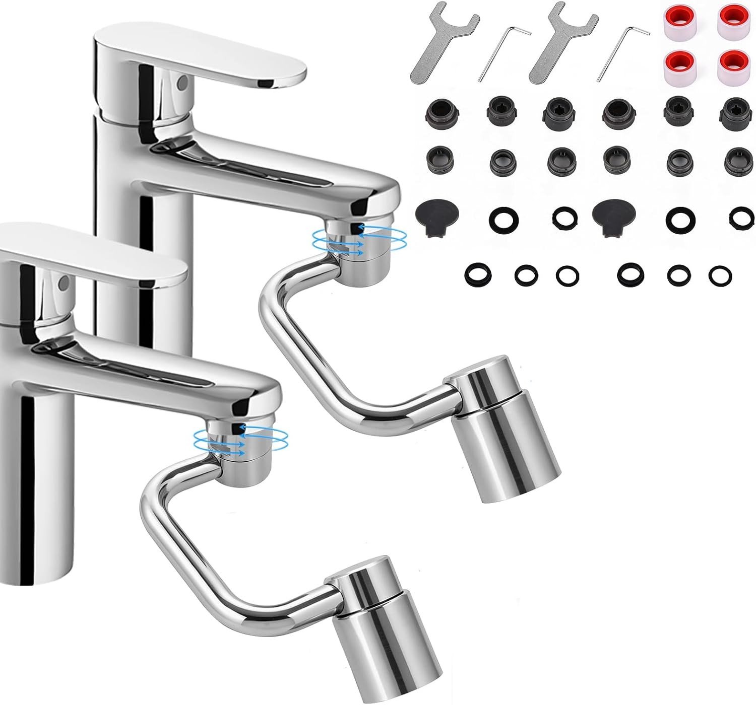 Multifunctionele 1440 Graden Draaibare Kraanverlenging met Dubbele Verstelbare Perlator, Ideaal voor Badkamer en Keuken, Set van 2