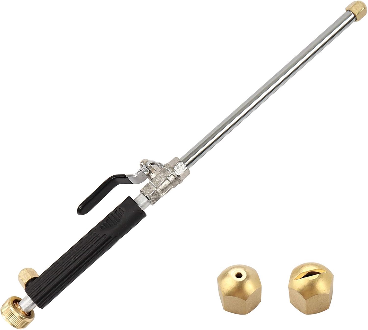 Hogedruk Power Washer Wand, Hydro Jet Waterslang Nozzle, Watering Sproeier Reinigingsgereedschap, Wand Lance voor Goot Patio Auto Huisdier Raamglas Zwart