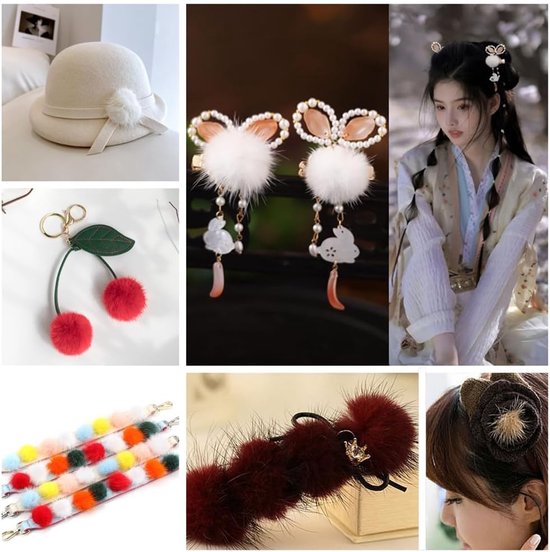 20 stuks kunstbont pompon kunstbontpompon pluizige pluizige pompon bal voor doe-het-zelf handwerk gebreide muts sjaals haken breien decoratie accessoires zwart 2,5 cm — afbeelding 5