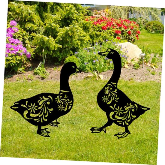 2stuks Ijzeren Eend Tuinsignaal Decoratieve Tuin Eend Stake Duurzame Tuindecoratie Voor Buiten Voor Feestelijke Versiering Tuinpaden — afbeelding 3