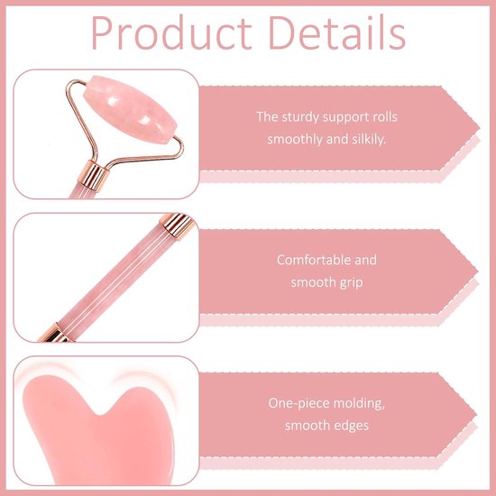 2 stuks Gua Sha en hars roller, Guasha voor gezicht, Gua Sha roze lichaam — afbeelding 5