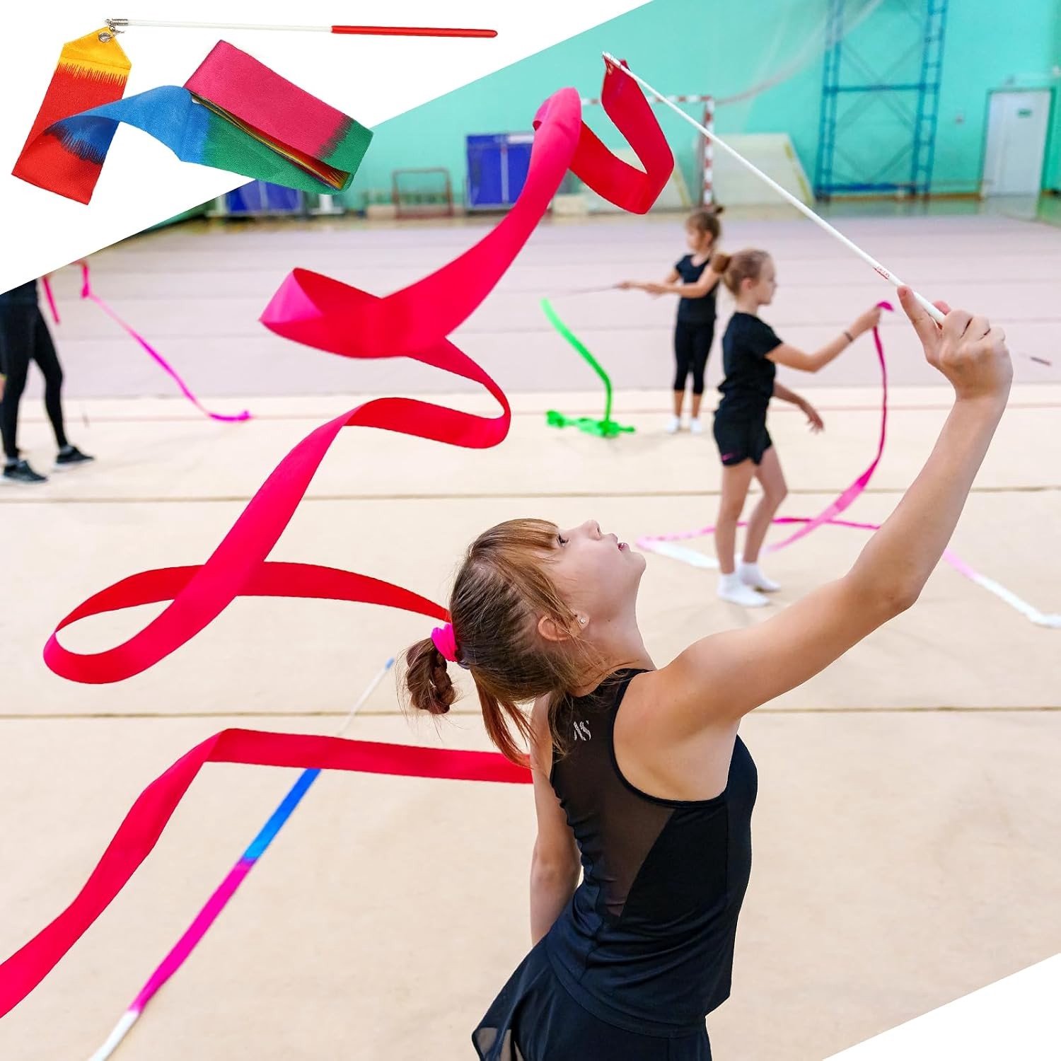 Set van 10 Gymnastiek Dansbanden van 2 m - Kleurige Ritmische Bands voor Kinderen en Meisjes, Ideaal voor Dans en Circus Activiteiten