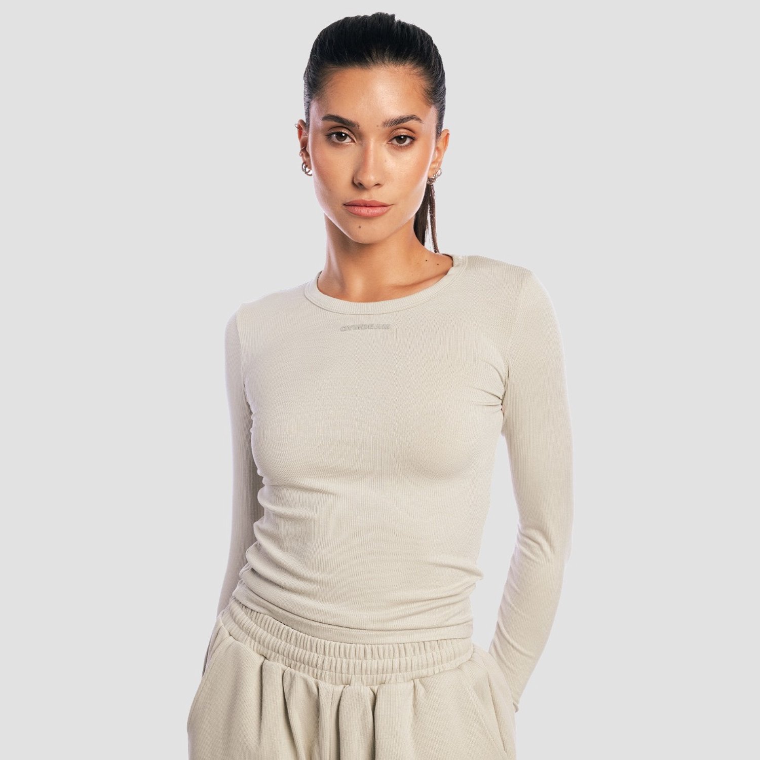 GymBeam Dames-T-shirt Aura Lange Mouw Grijs M