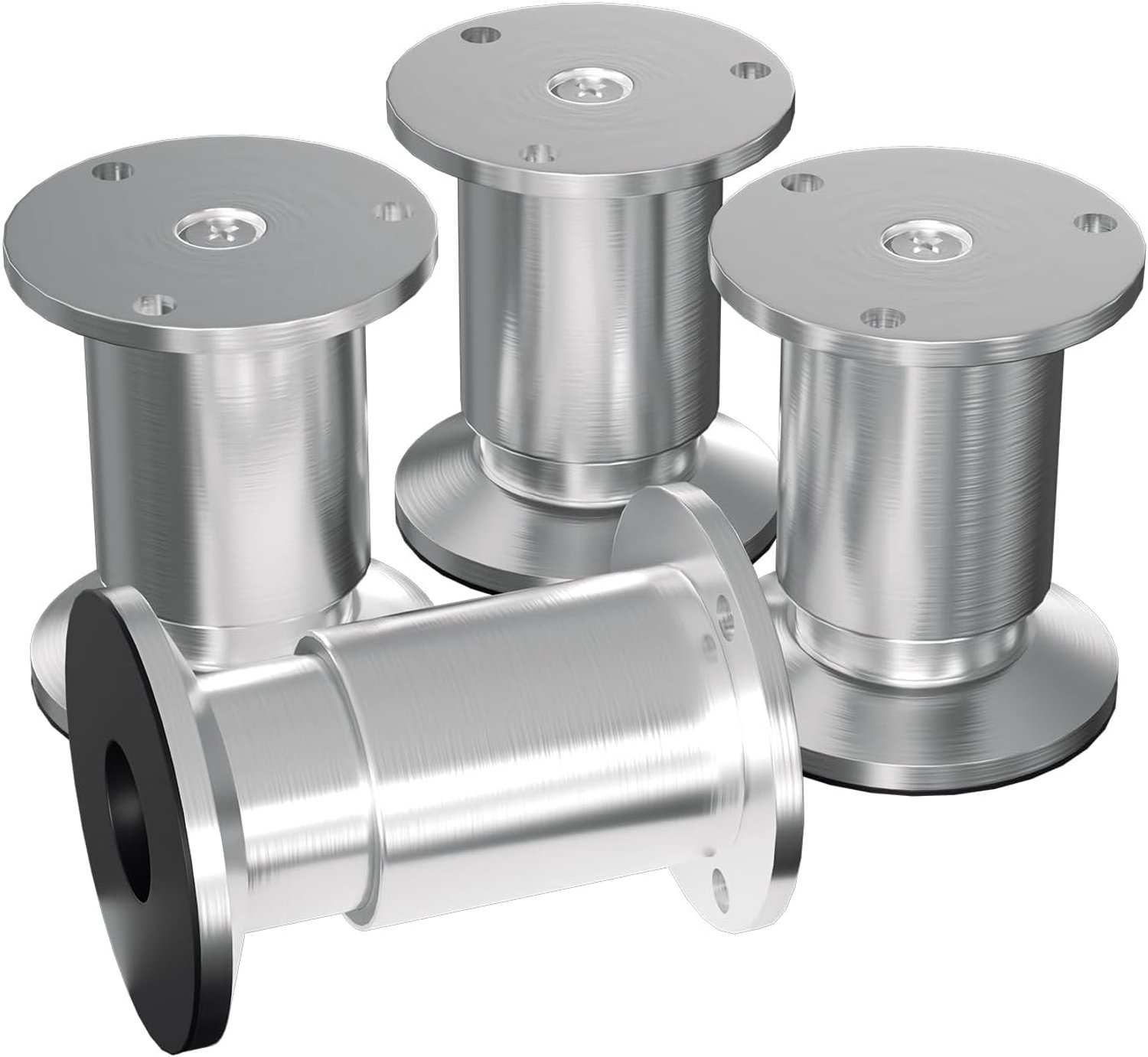 Set van 8 meubelpoten, kastpoten, in hoogte verstelbaar, hoogte 120 mm, met schroeven voor individuele doe-het-zelf meubels, meubelpoten, keukenkasten, aluminium ronde kastpoten