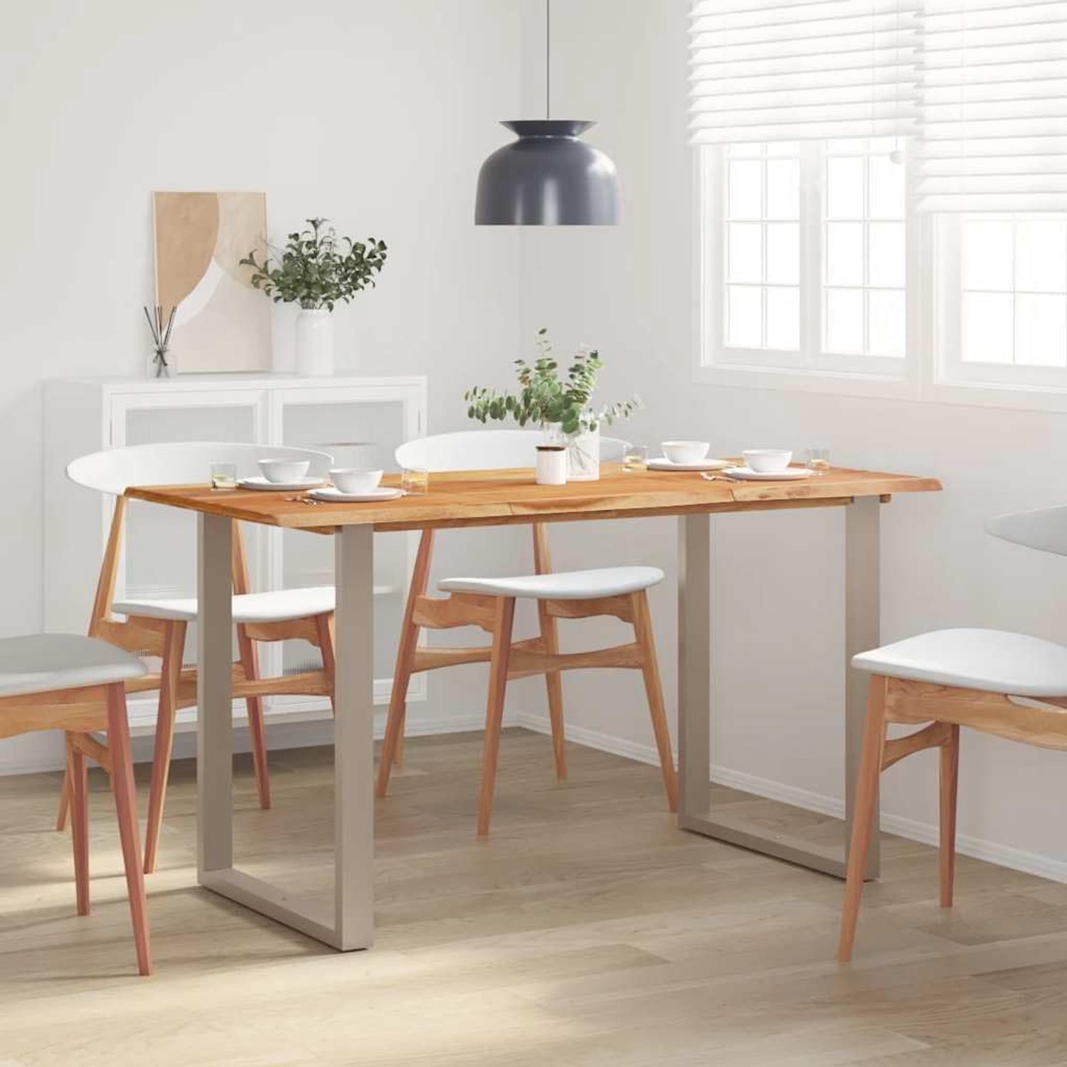 Eettafel voor woonkamer, eetkamer, tafel voor woonkamer, 140 × 70 × 76 cm, acaciahout