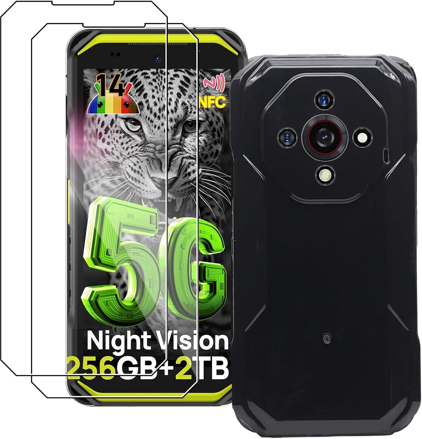 Beschermhoesje voor Ulefone Armor X32/X32 Pro, inclusief 2 stuks, displaybeschermfolie van gehard glas, siliconen, scrub van zachte TPU, krasbestendig, valbescherming (zwart)