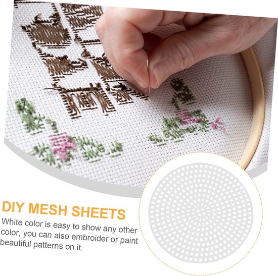 30 Stuks kruissteek mazen Gaas naaien circulaire cirkel planken mesh canvas rond quiltend rondes snijbaar borduurraster herbruikbaar vorm mesh mat vormen netto stof maken — afbeelding 5