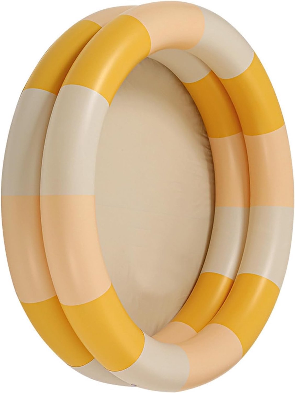 Retro opblaasbare familiezwembad met schattige gele strepen, ideaal voor kinderen en zomerse plezieractiviteiten