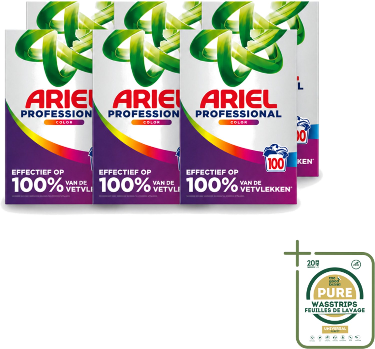 6 x Ariel – Waspoeder – Professional Color – 100 wasbeurten - 5,5 kg - Wasstrips - Waspoeder - Gekleurde Was - Kleurbehoud - PEG-technologie - Vuilverwijdering