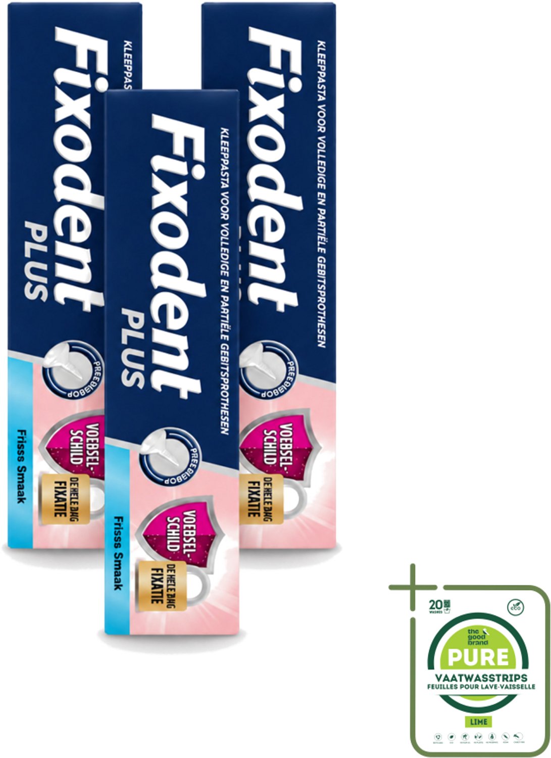 3 x Fixodent Plus – Kleefcrème – Food Barrier – Frisse Smaak – 40 g - Grootverpakking - Vaatwasstrips - Kleefpasta Kunstgebit - Voedselbarrière Kunstgebit - Kunstgebit Fixatie - Kunstgebit Bescherming - Frisse Muntsmaak Kunstgebit