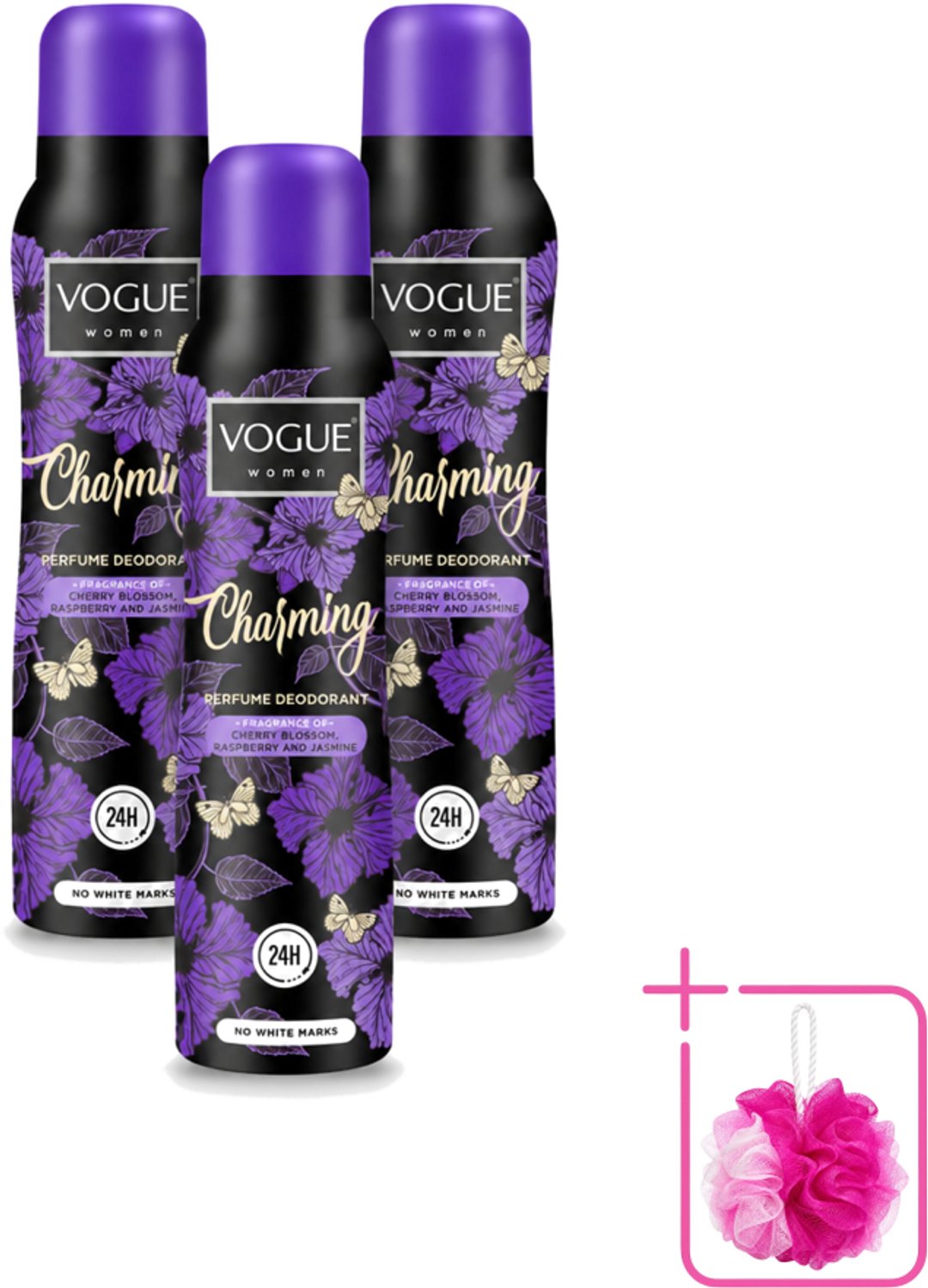 3 x Vogue Women - Charming - Parfum Deodorant - 150 ml - Bulkverpakking - Parfum deodorant - Geur