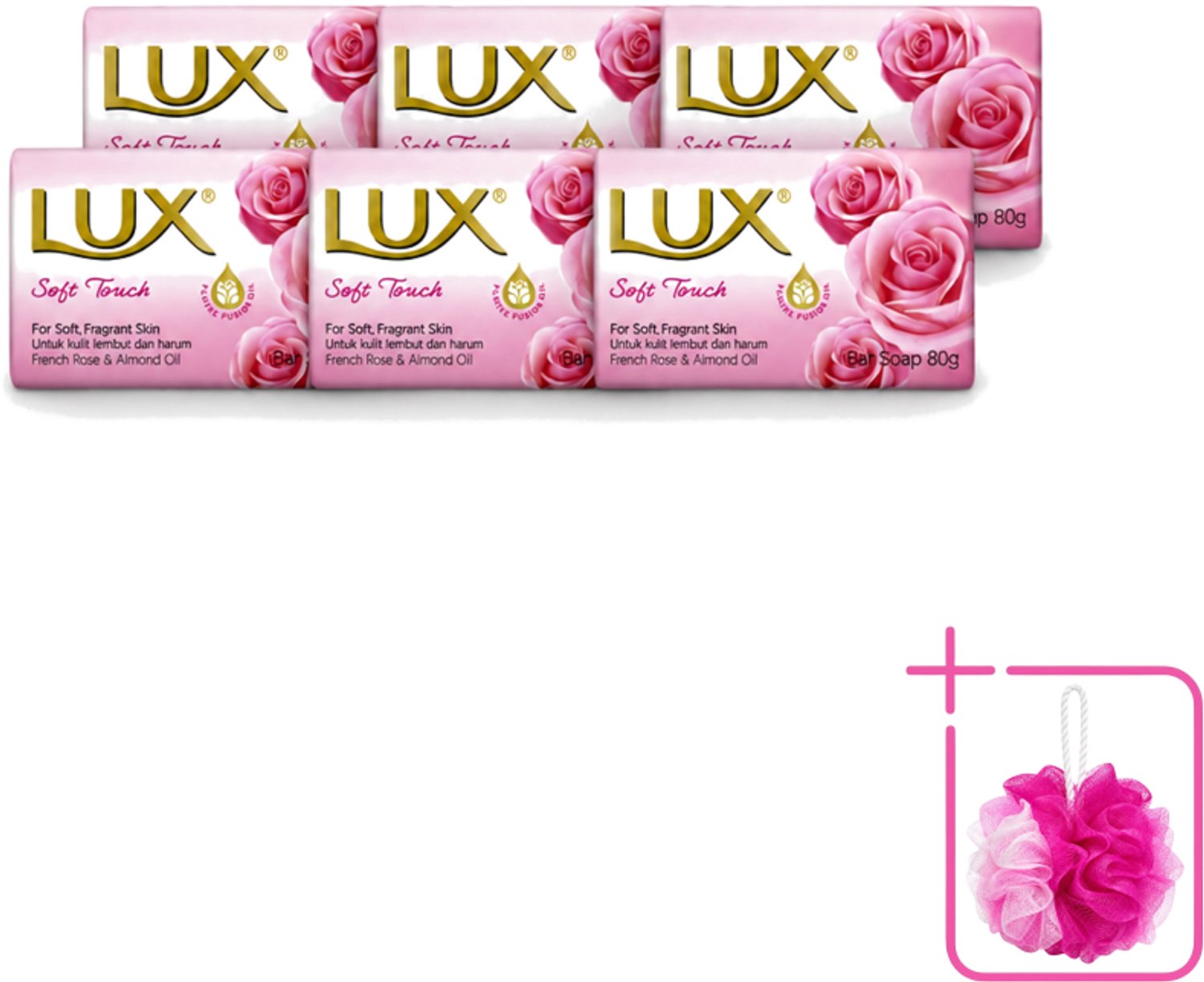 6 x Lux - Zeep - Soft Touch - Hydraterend - Voor Geurige Huid - 80 g - Bulkverpakking - Zeep - Douchemop - Zijdezachte huid