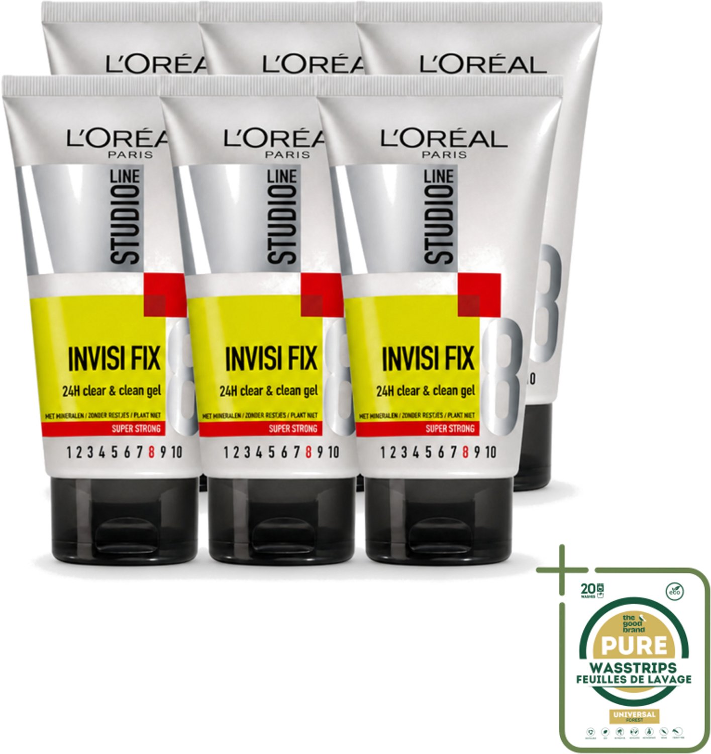 6 x L'Oréal Paris - Studio Line Invisi Fix 24h Clear & Clean - Wax - Super Sterke Fixatie - 150 ml - Haarkleur - Haartypen - Haarspanning - Haartypen - Haartypen