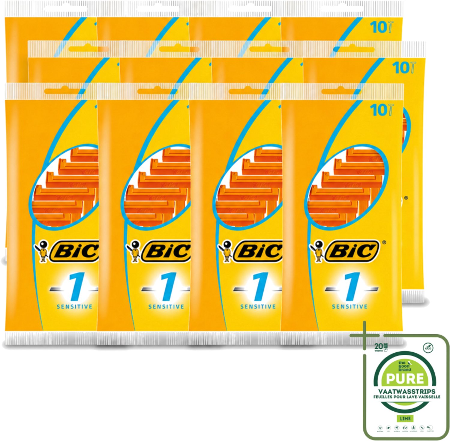 12 x Bic - Scheermesjes - Sensitive - Enkel Mesje - Wegwerpmesjes - 10 Scheermesjes - Grootverpakking - Scheermesje - Gevoelige Huid - Wegwerpscheermesje - Roestvrij Staal - Polymerische Bekleding