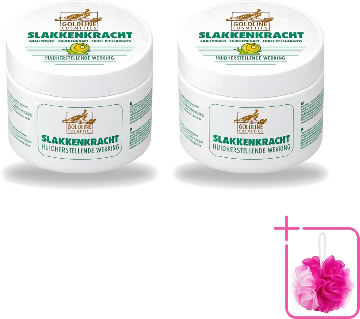 2 x Goldline - Bodycrème - Slakkenkracht - Huidverzorging - Verzachtend - 250 ml - Bulkverpakking - Huidverzorging - Douchemop - Slakkenkracht