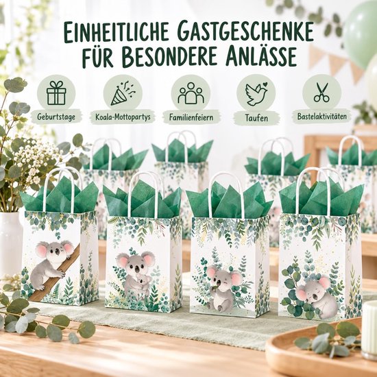12 stuks koala-geschenkzakjes, verjaardag, papieren zakjes — afbeelding 5