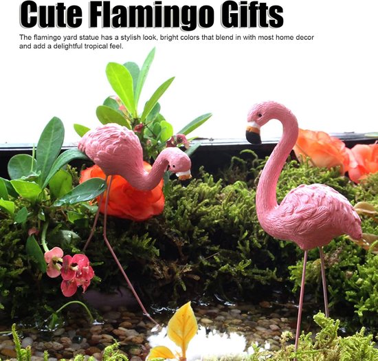 4 Stuks Roze Flamingo-tuinstandbeeld - Klein Flamingo-standbeeld voor Tuingazon-terrasdecoraties — afbeelding 5
