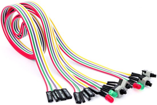 2 stuks 4-in-1 PC Power Reset-schakelaar HDD moederborden LED-kabel lichtdraad kit voor computer 65 cm — afbeelding 5