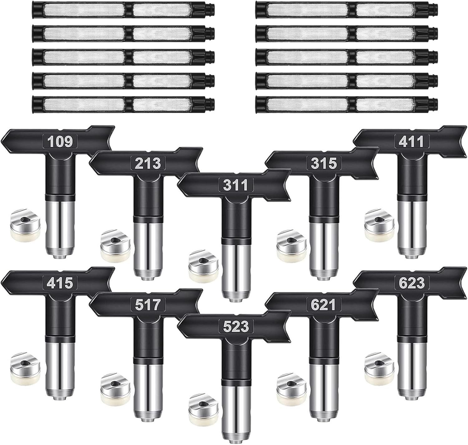 Reversible Spray Points voor Airless Verfspuiten - Diverse Nozzles voor Perfecte Verfresultaten (Model: 109/213/311/315/411/415/517/523/621/623)