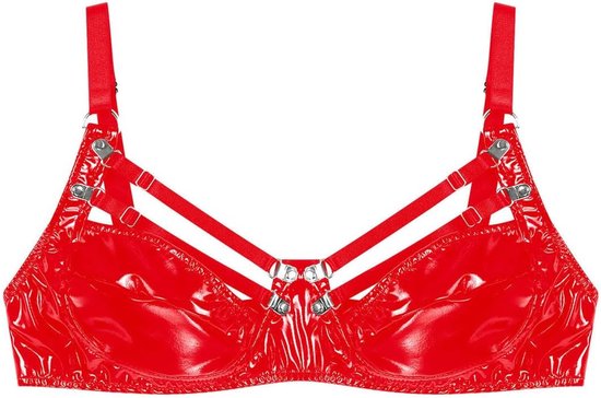 Womens ongevoerd strappy bralette glanzend lederen beha top draadloze beha beha pole danskostuum — afbeelding 5