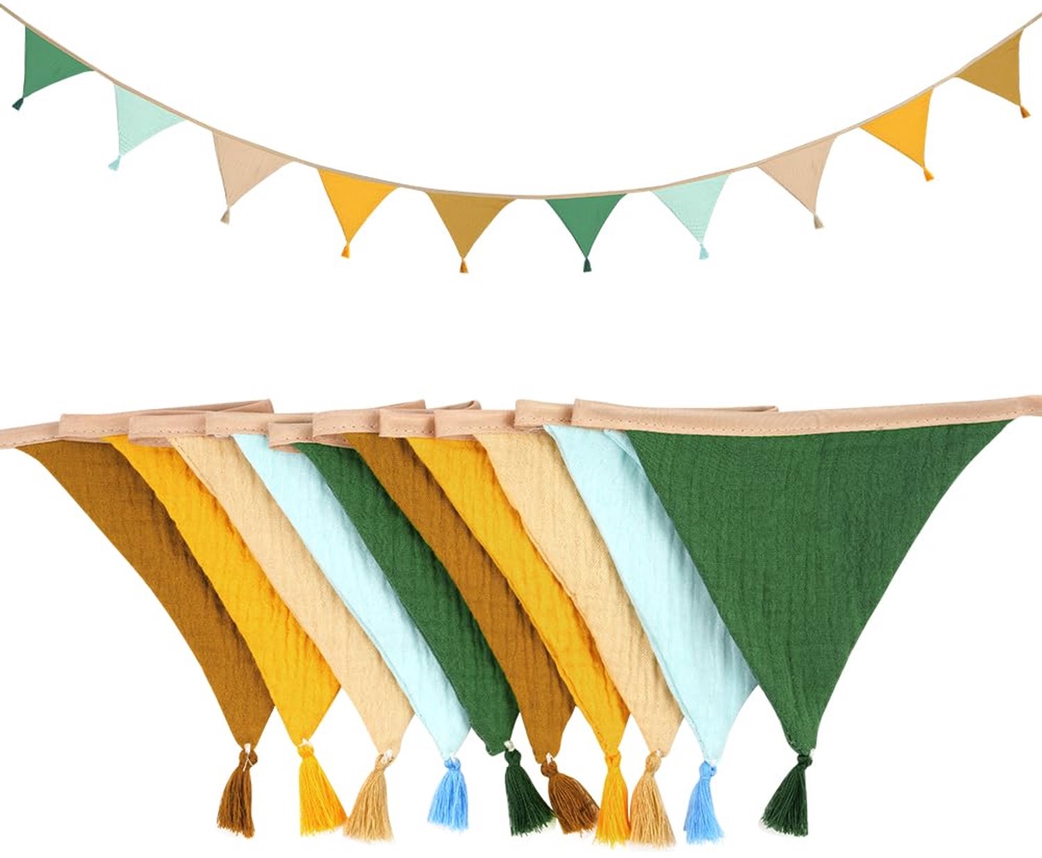 Alaoo Wimpelketting, 2,6 m, voor buiten, weerbestendig, vlaggetje, decoratie voor eerste schooldag, decoratie, regenboogdecoratie voor bruiloft, verja