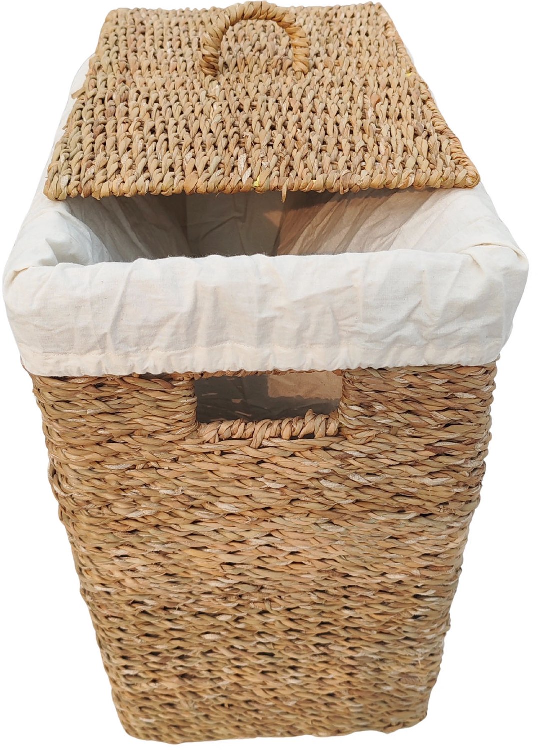 Rechthoekige opbergmand met deksel – zeegras – 50 liter – naturel