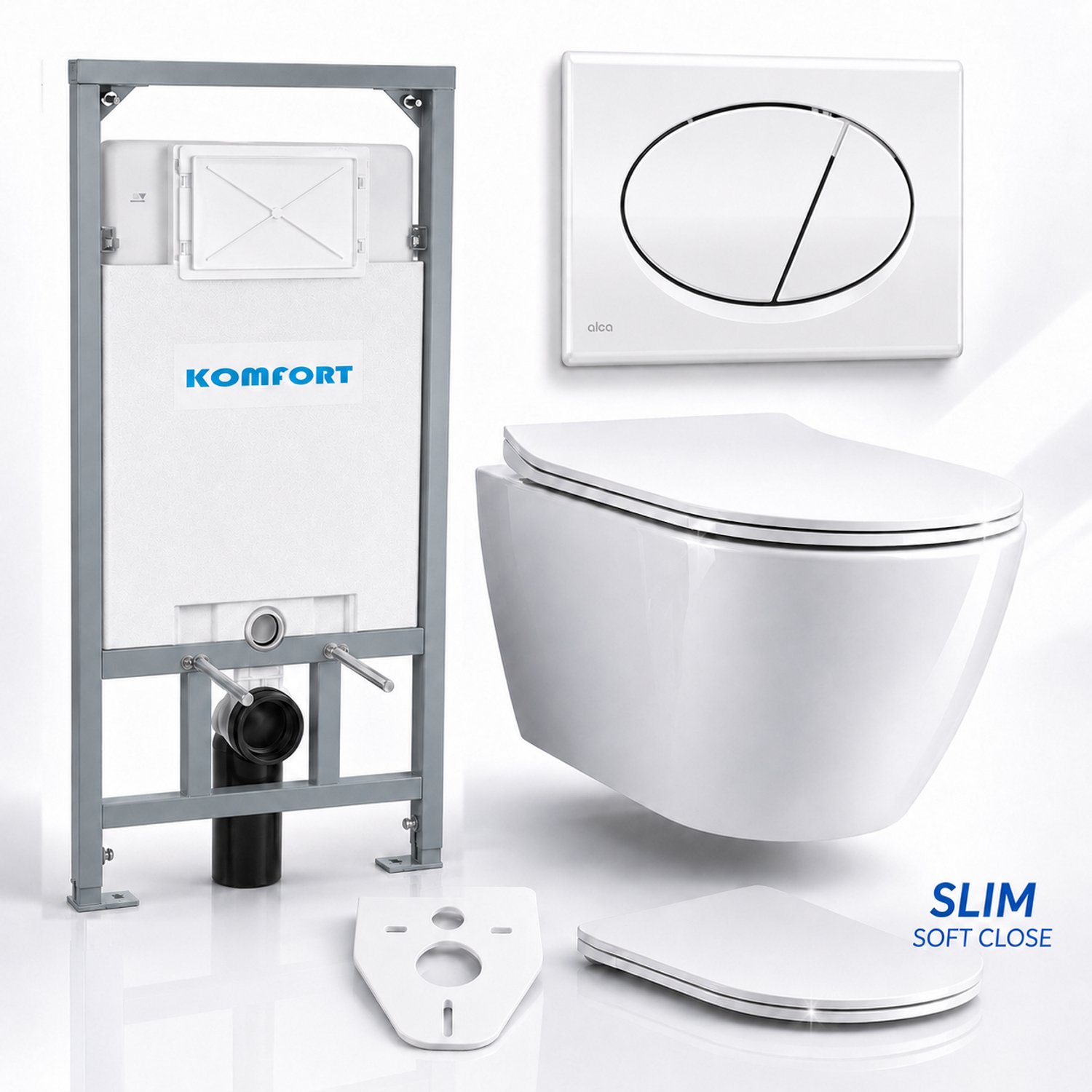 Badland toiletset - Alcaplast KOMFORT C201 1,2 m - ROLO wit - M71 chroom
