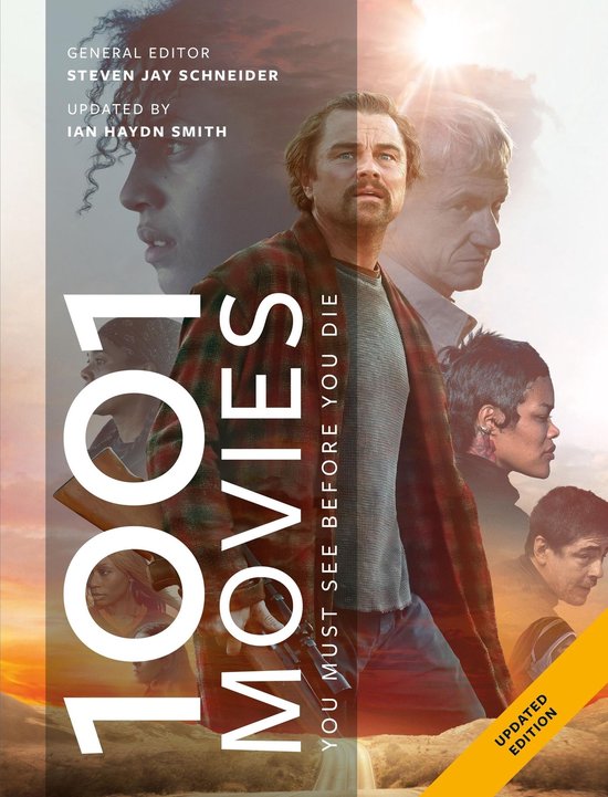 Boekomslag 1001 Movies You Must See Before You Die, met een collage van filmacteurs tegen een zonsondergang.