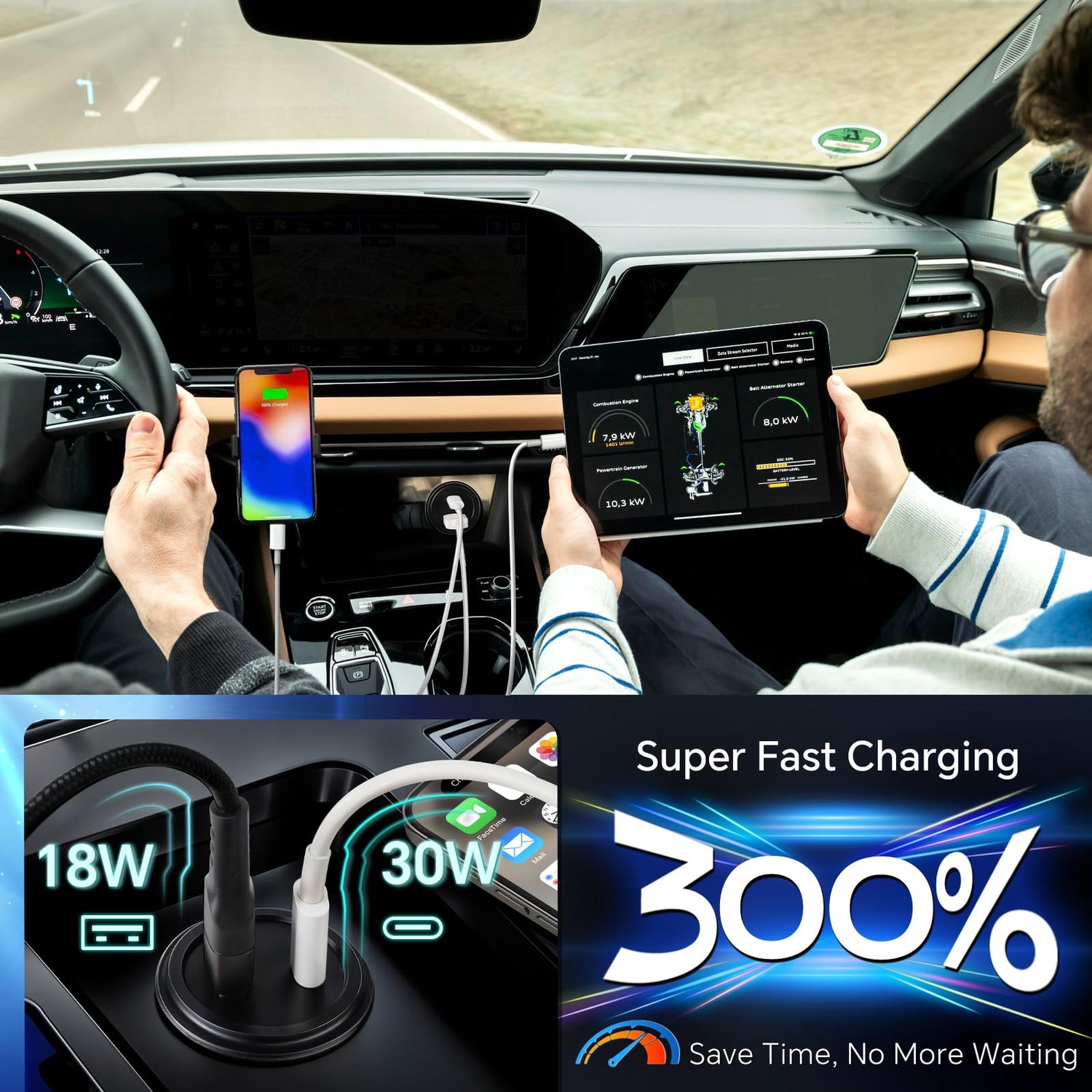 Dubbele USB C Auto Lader voor Snelladen – foto 4