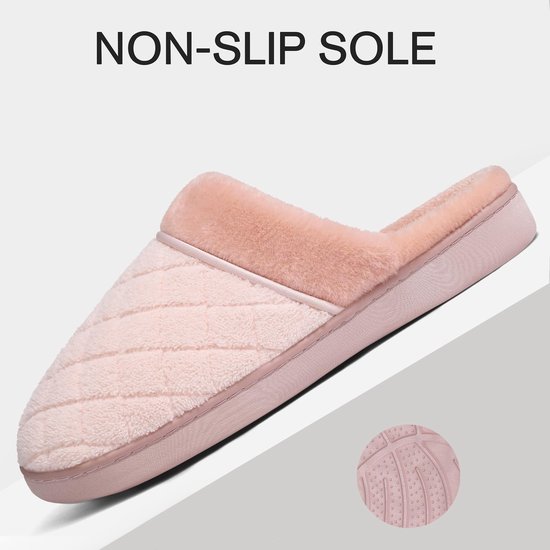 Homaxy - Sloffen – Zachte Huisslippers - Warme en comfortabele huisslippers - Warme winterslippers - Roze - 40 - Geschikt voor een voetlengte van 22,3cm
