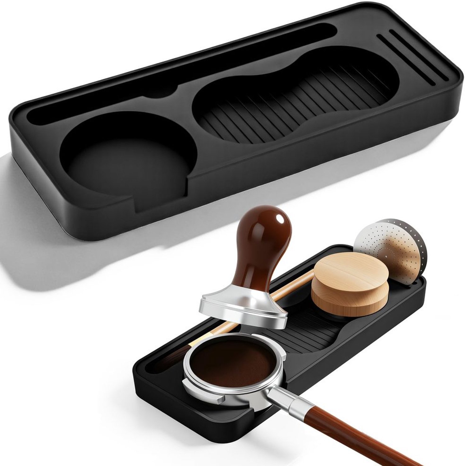 Espresso Tamping Mat met Opslag voor Barista Gereedschap, Zwart