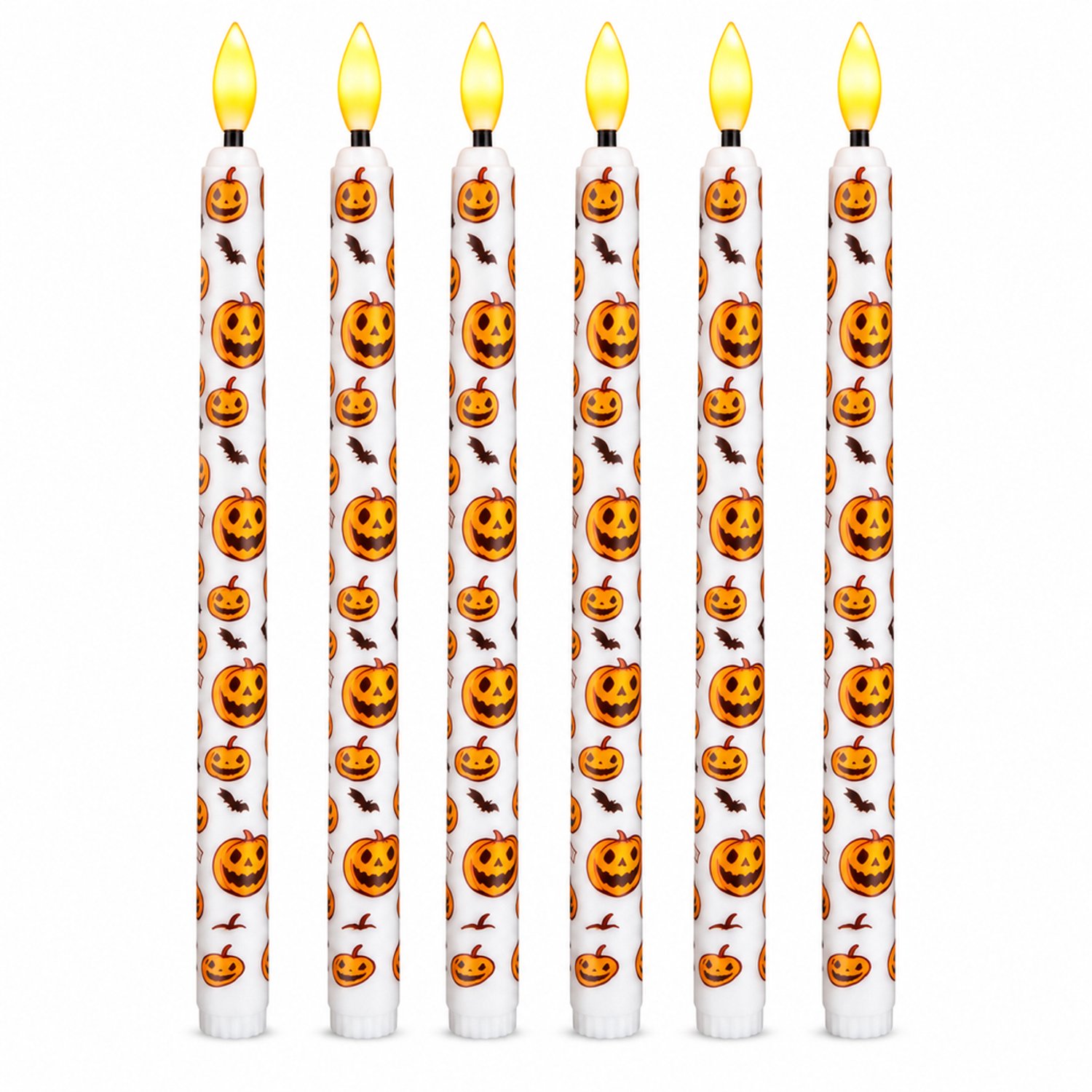led kaarsen, set van 6 met Halloween-pompoenen en vleermuizen, warm licht, 27 cm hoog, handmatige bediening, zonder batterijen