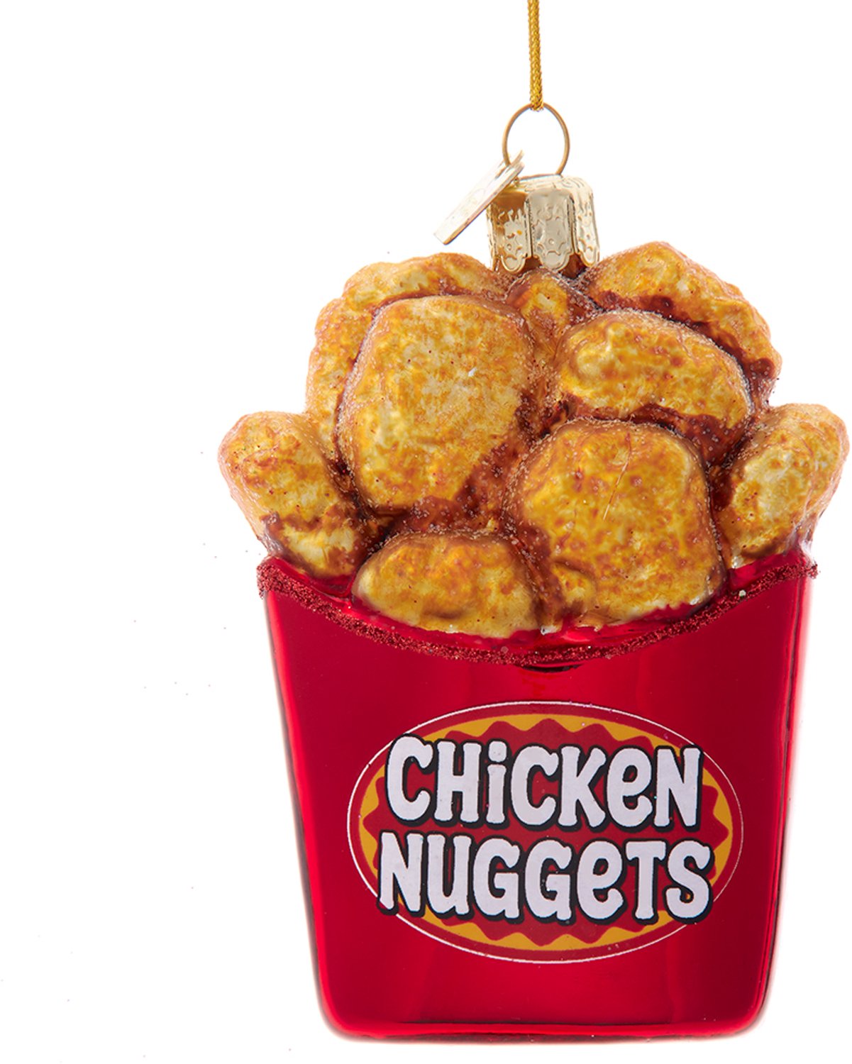 Kurt S. Adler glazen kerstbal kipnuggets 9cm rood, bruin