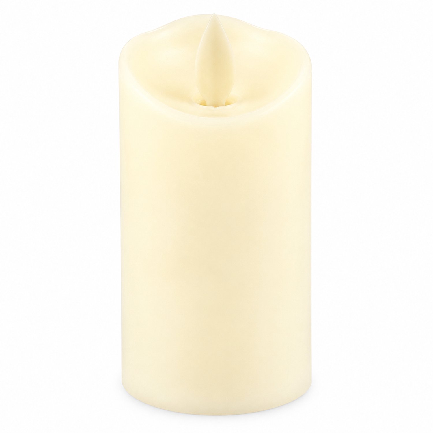 led kaarsen, 12 stuks per displaydoos, 5 × 9 cm, gladde cilinder met schuine bovenrand en warmgeel vlamlicht