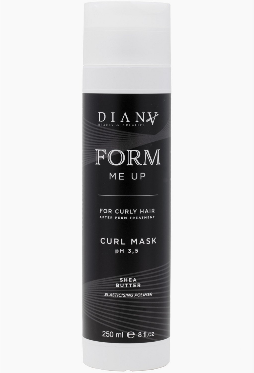 FORM me UP homecare organic haarmasker voor krullend haar 250ml Te gebruiken na een permanent, geeft glans aan het haar en beschermt het met karitéboter en flexibele polymeren, na permanente behandelingen