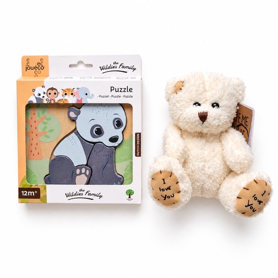 Kraamcadeau pakket - unisex - bruin - beertje - bosdieren - Babyshower cadeau - Kraammand - Babycadeau - puzzel — afbeelding 4
