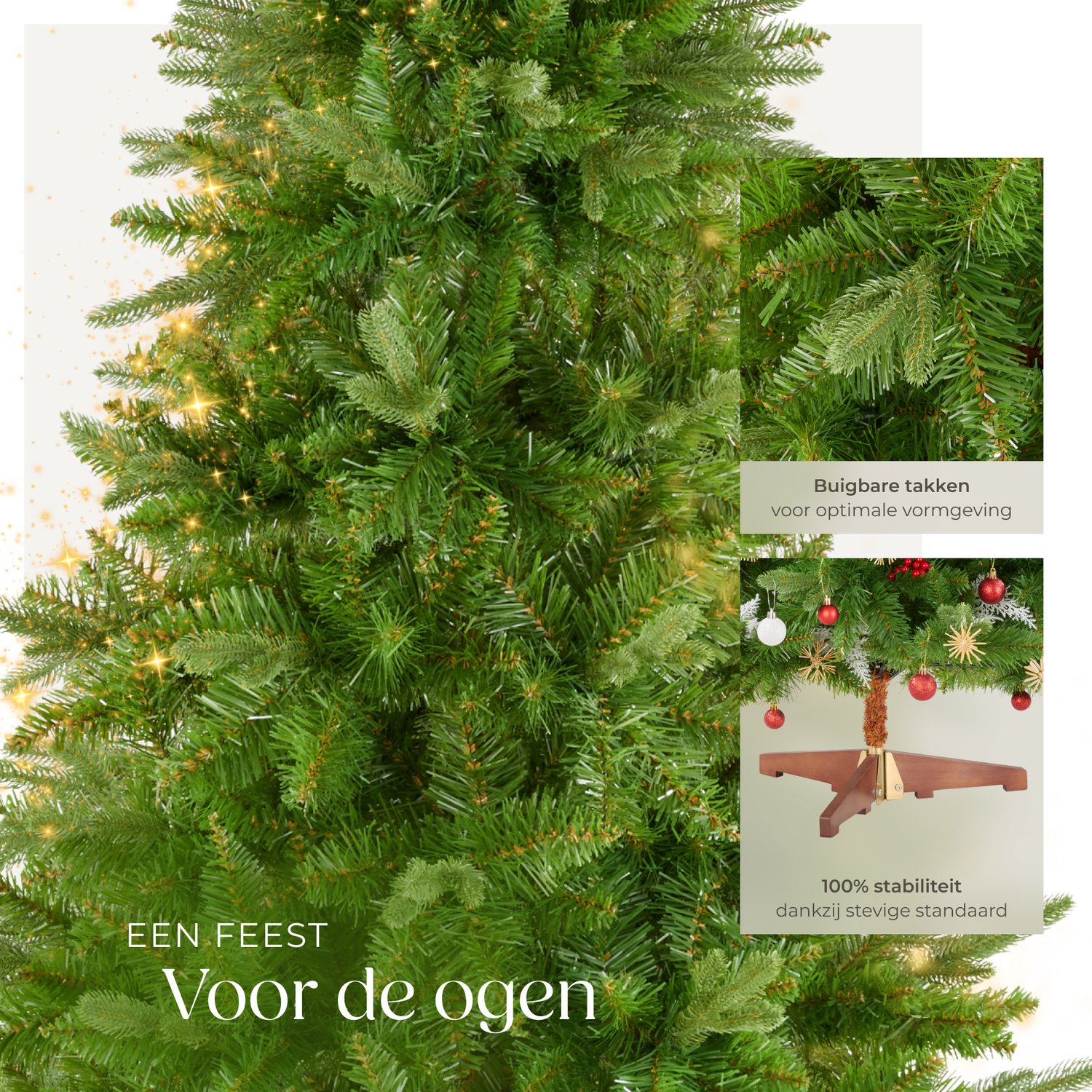 tectake® Kunstkerstboom Cupid - Natuurgetrouwe uitstraling met flexibele takken - Dichte diepgroene naalden - Snelle opbouw met steeksysteem - Inclusief inklapbare standaard - 180cm - 545 takken – foto 7